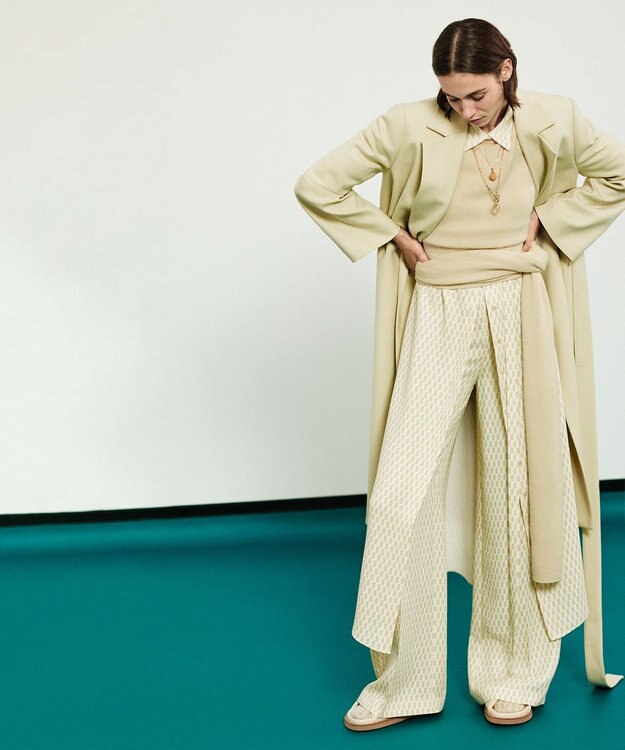 JOSEPH アルコーブプリント　ワイドトラウザーズ Pale Olive/Ivory