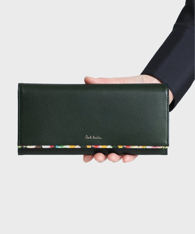 Paul Smith マーガレットプリントトリム 長財布 ダークグリーン