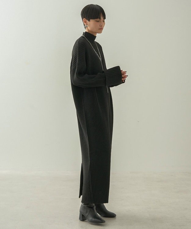 AMERICAN HOLIC モックネックニットワンピース Black