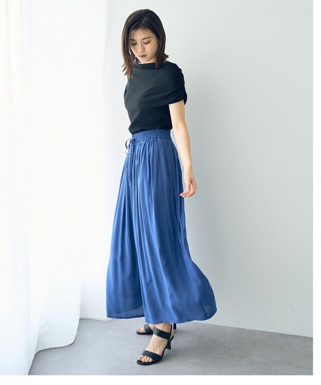 YECCA VECCA シルキータックワイドパンツ Charcoal Gray