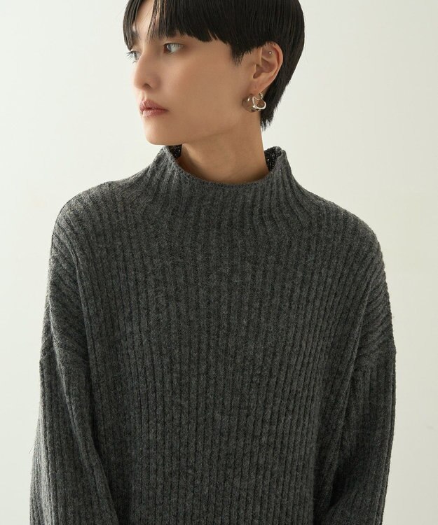 AMERICAN HOLIC モックネックニットワンピース Gray Mixture