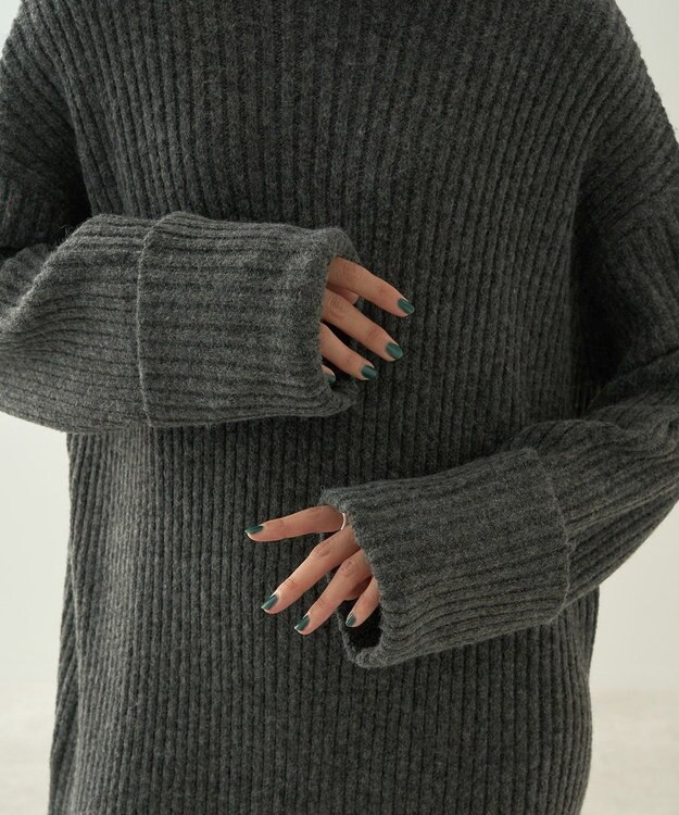 AMERICAN HOLIC モックネックニットワンピース Gray Mixture