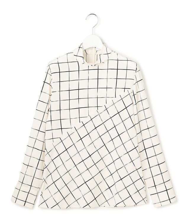 ICB L 【30th ANNIVERSARY】 ウィンドウペンプリント プルオーバーブラウス アイボリー×ブラック