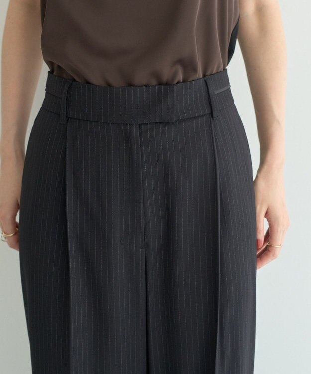 YECCA VECCA ウエストデザインワイドストレートパンツ Stripe