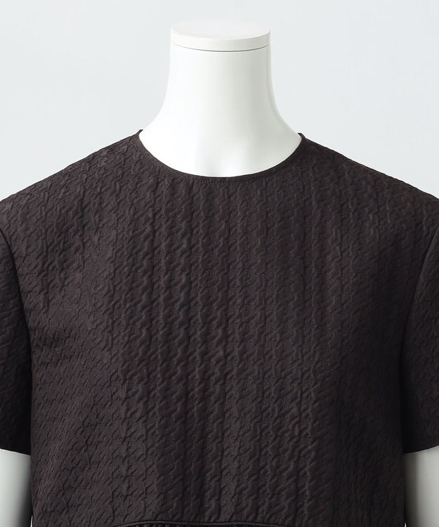 23区 L 【R(アール)】ハウンドトゥースジャカード ペプラムブラウス ブラウン系