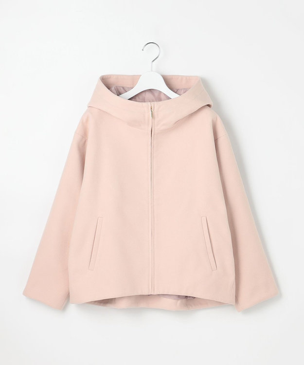Feroux フード付きコクーンショート コート ピンク系