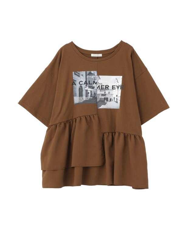 Green Parks アソート柄ドッキングプルオーバー Brown