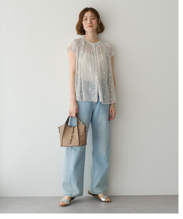 YECCA VECCA シアードット柄ブラウス Off White