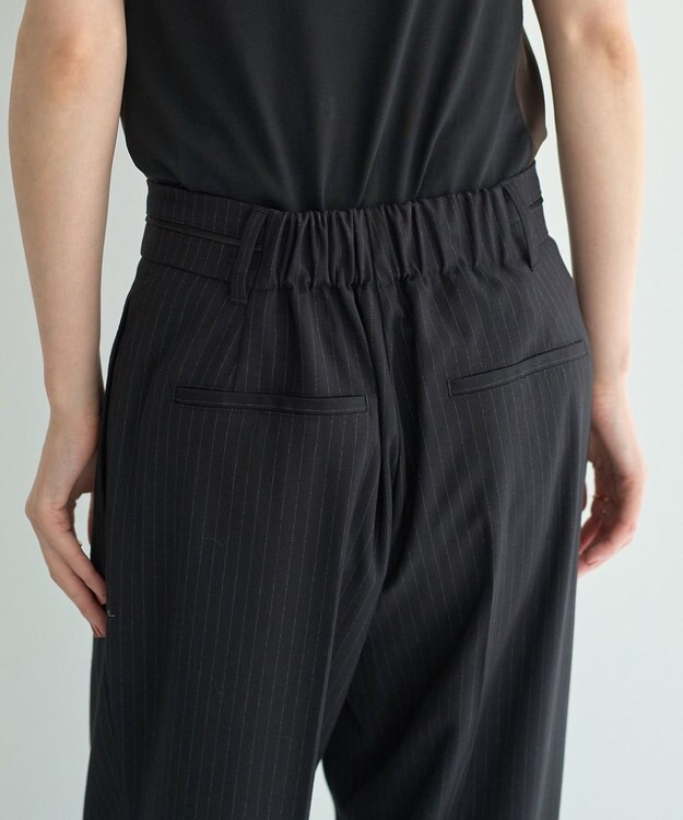 YECCA VECCA ウエストデザインワイドストレートパンツ Stripe