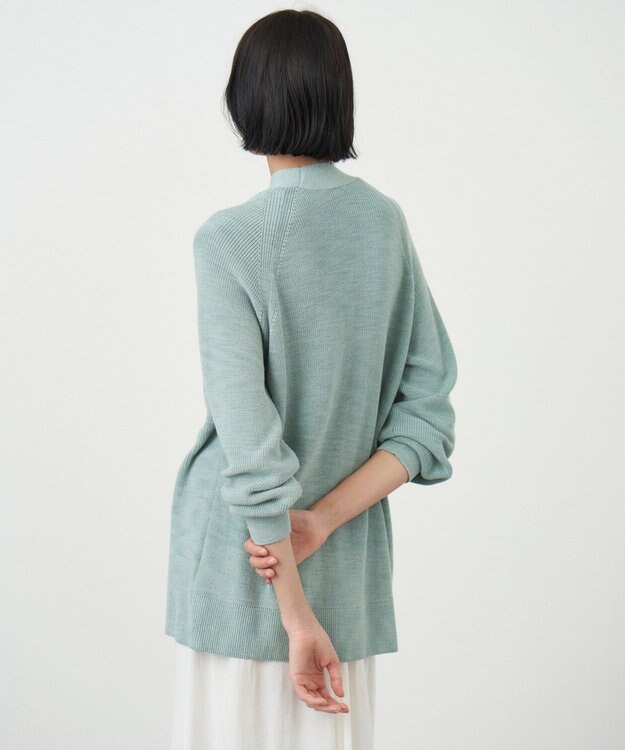 ATON COTTON SILK | Vネックカーディガン GREEN