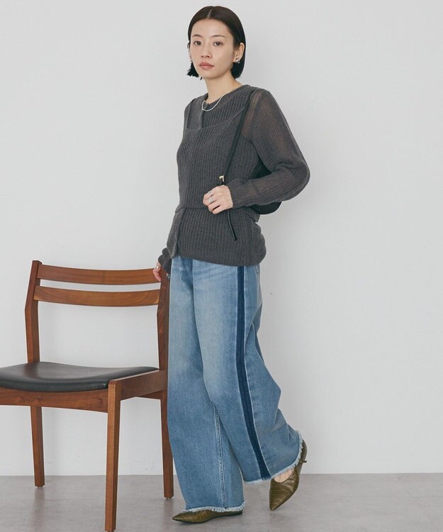 AMERICAN HOLIC 甘編みキャミカーディガンセット Charcoal Gray