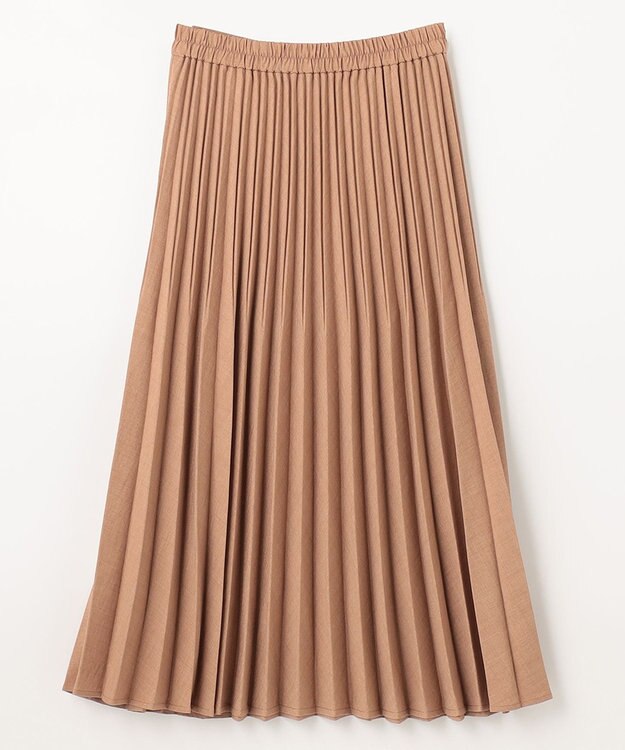 ANY 【ウエストゴム】リネンライクエアーヴィンテージ プリーツスカート ライトモカ