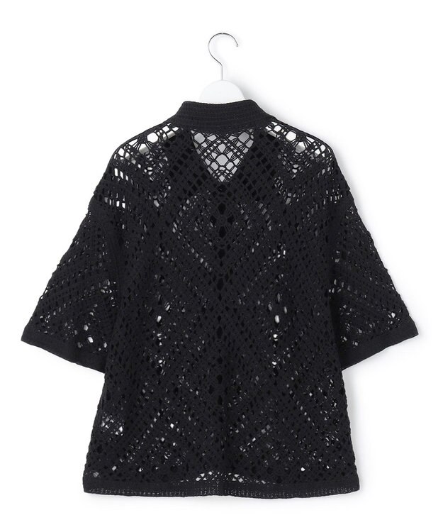 23区 【先行予約】エンブロイダリーレース ポロ ニット ブラック系