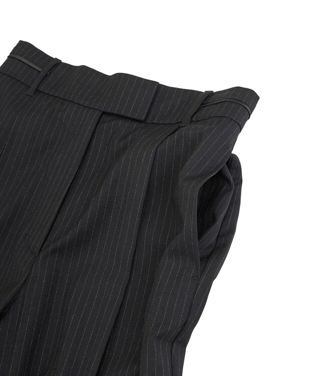 YECCA VECCA ウエストデザインワイドストレートパンツ Stripe
