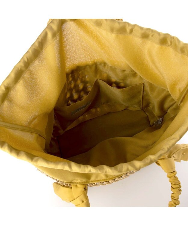 UNBILLION カシュカシュ cachecache / 下がりリボン柄編みトート マスタード