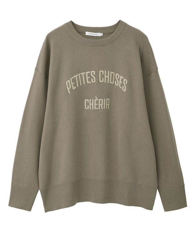 AMERICAN HOLIC コットンブレンドスウェットライクロゴニットトップス Mocha