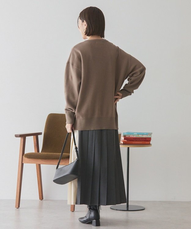 AMERICAN HOLIC コットンブレンドスウェットライクロゴニットトップス Mocha