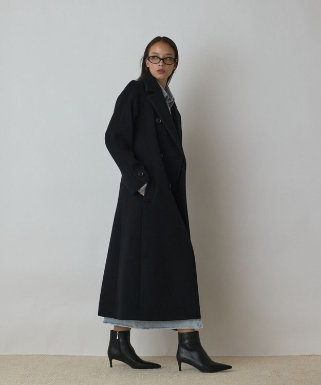 GRACE CONTINENTAL ショートビーバーロングコート ブラック