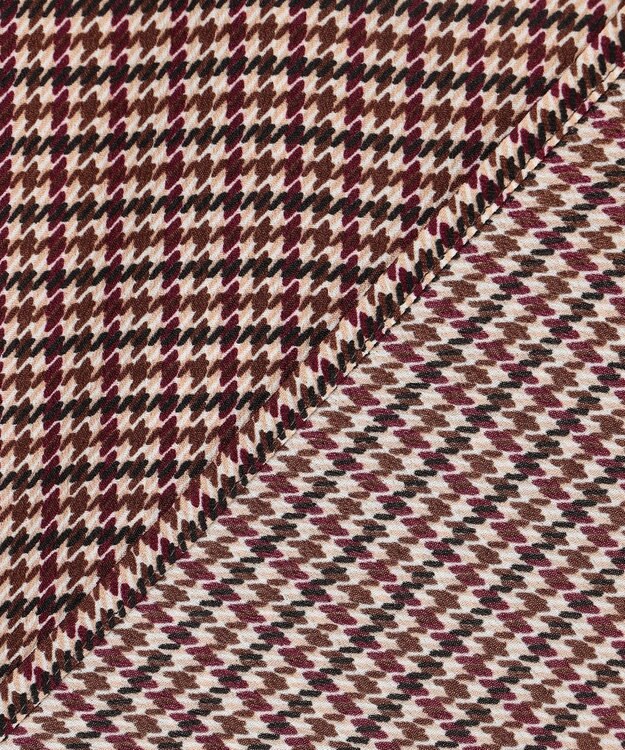 J.PRESS LADIES デシンハウンドトゥースプリント ブラウス ブラウン系