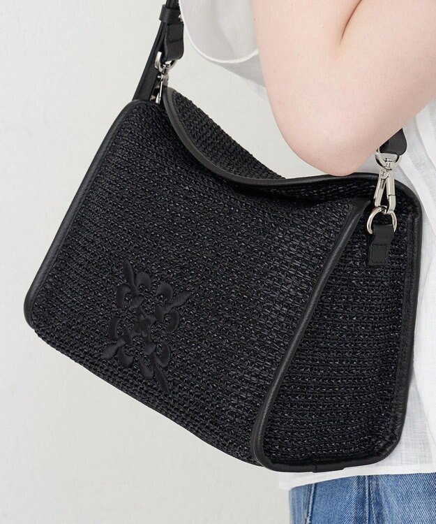 russet ナイロンラフィアショルダーバッグ(CE-1713) Black