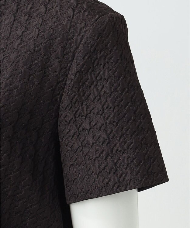 23区 L 【R(アール)】ハウンドトゥースジャカード ペプラムブラウス ブラウン系