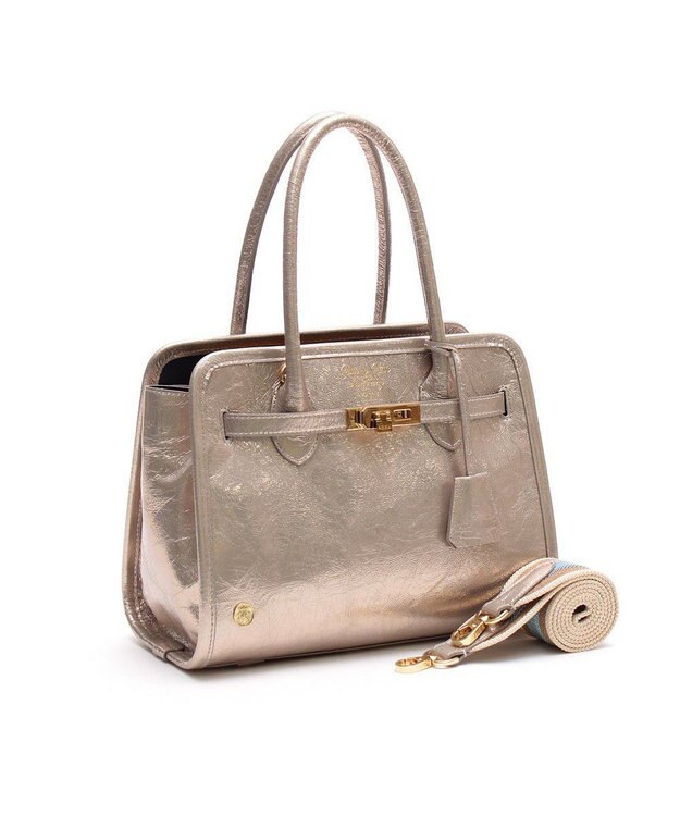 A.D.M.J. 【牛革】クラックメタル/イタリアンレザー前金具付トートM プラチナ