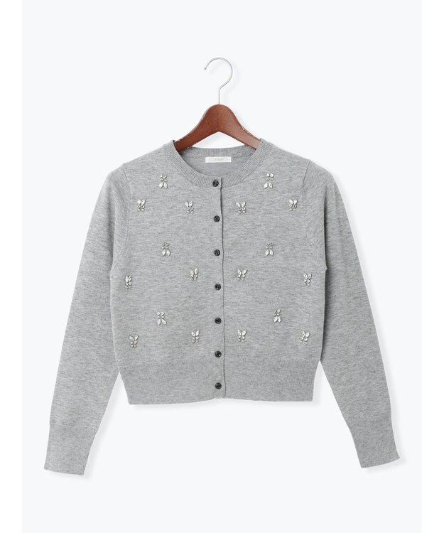 Te chichi ビジューニットコンパクトカーディガン グレー