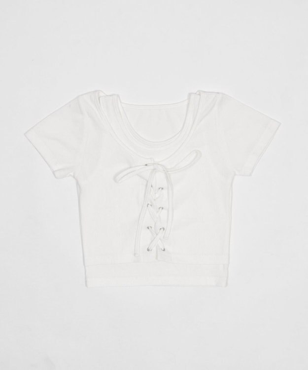 WEGO ヴィンテージライクレースアップT ホワイト