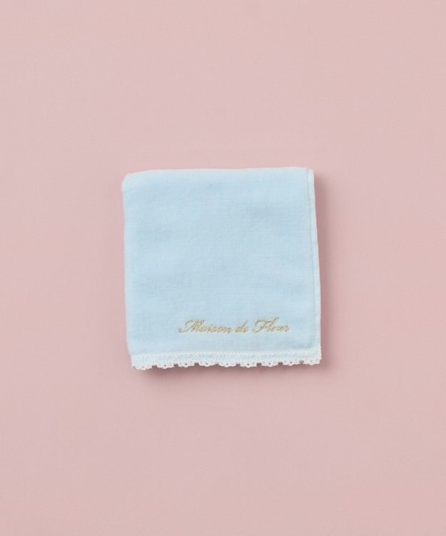 Maison de FLEUR アンダーレースタオルハンカチ Sax