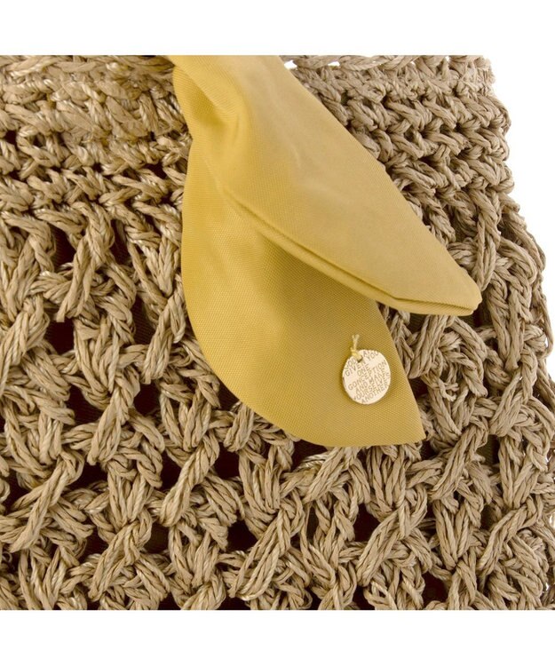 UNBILLION カシュカシュ cachecache / 下がりリボン柄編みトート マスタード