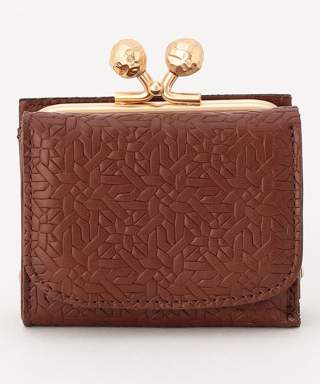 UNBILLION perche 抗菌レザー型押し外がまミニウォレット ブラウン