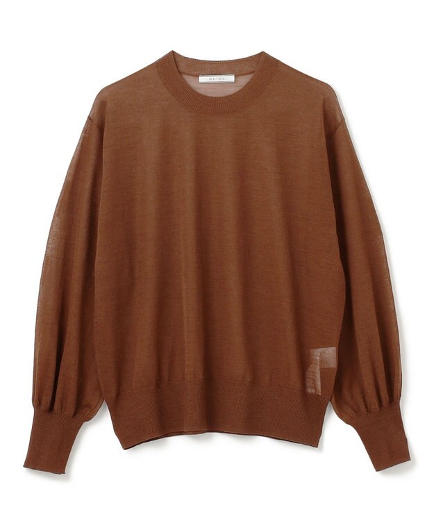 BEIGE， 【洗える】CADDO / シアーウールクルーネックトップス Brown