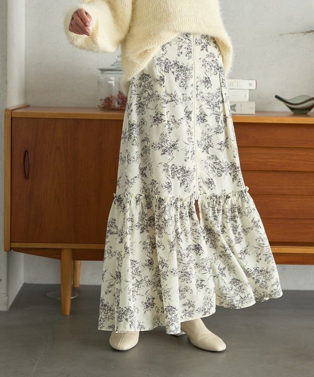 ティアードスカート フロントZIPティアードスカート / earth music&ecology