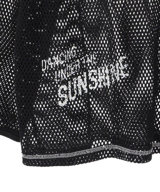 AMERICAN HOLIC 【WEB限定】ランダムロゴメッシュロングTシャツ/チュニック Black