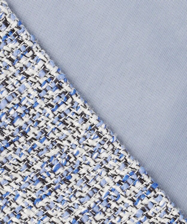 自由区 【セットアップ対応・洗える】ライトミックスツイード ジャケット ライトブルー