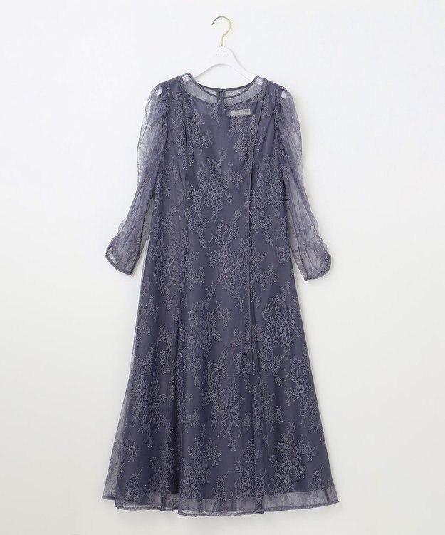 ANY SIS 【Lily Calin】クラシックナローレース ドレス スモーキーブルー