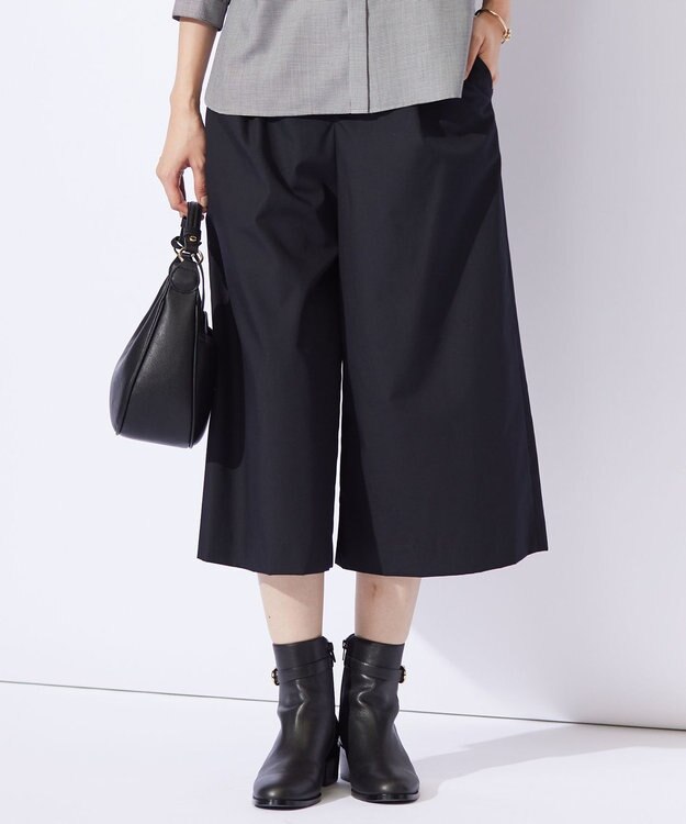 J.PRESS LADIES S 【洗える】ソフトシャンブレー ワイド パンツ ネイビー系