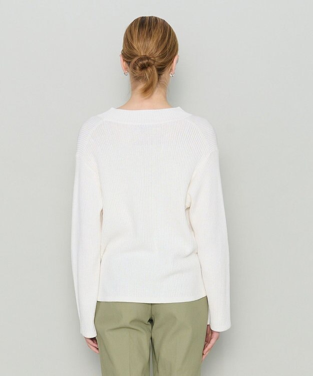 JOSEPH 【洗える】シルクコットン　Vネックニット Oyster white