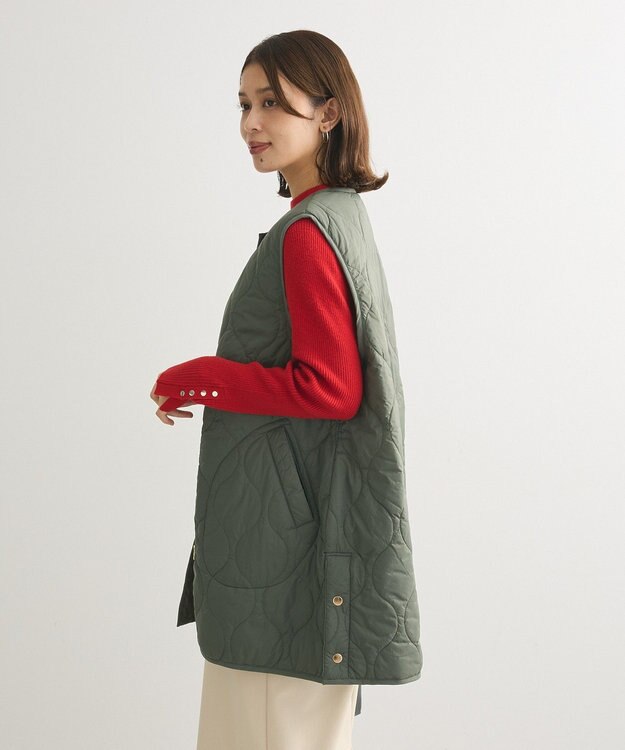 Green Parks もちやわ　袖口釦リブニットプルオーバー Red