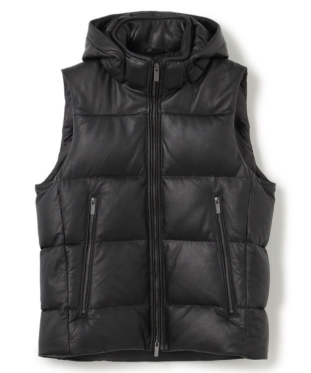 JOSEPH HOMME ライトゴートシュリンクレザー　ダウンベスト ブラック系