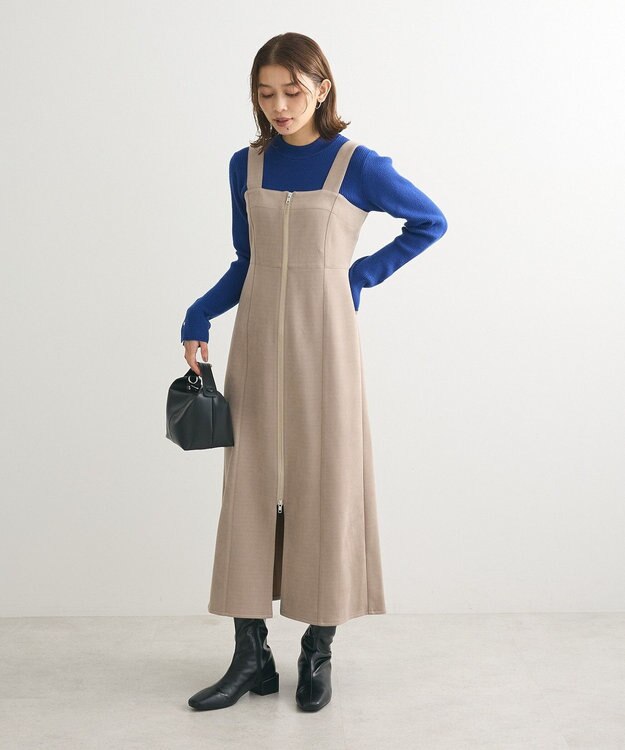 Green Parks もちやわ　袖口釦リブニットプルオーバー Blue