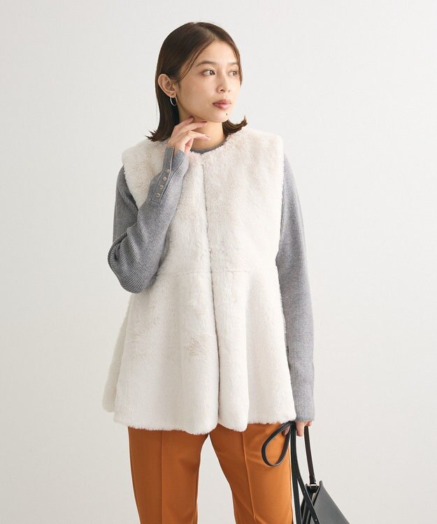 Green Parks もちやわ　袖口釦リブニットプルオーバー Gray