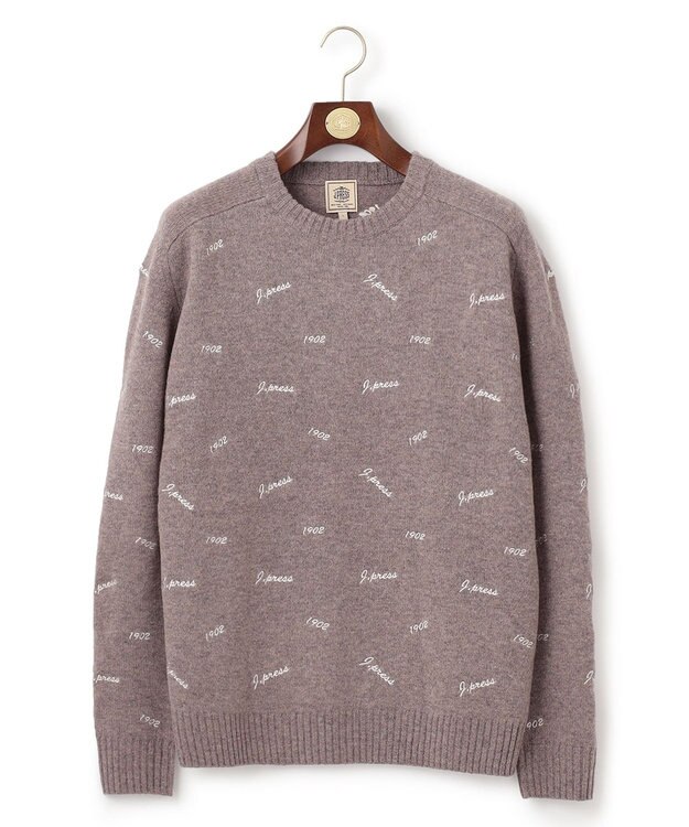 J.PRESS MEN エンブロイダリー クルーネックニット グレー系