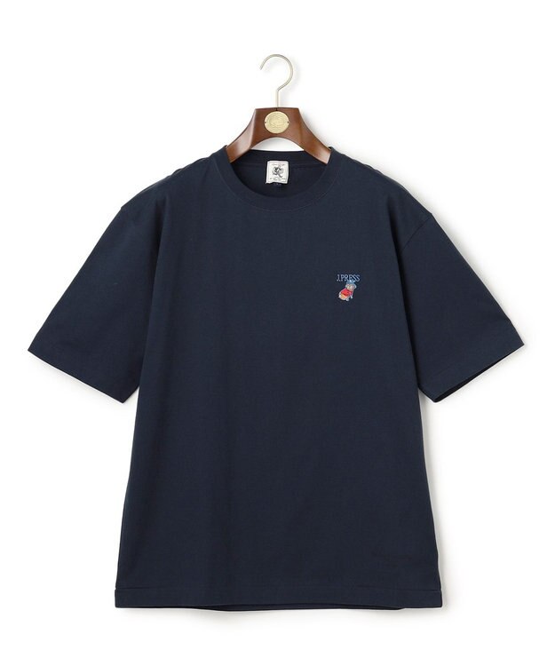 J.PRESS MEN 【AaronChang】【UNISEX】ブルドック エンブロイダリー Tシャツ ネイビー系