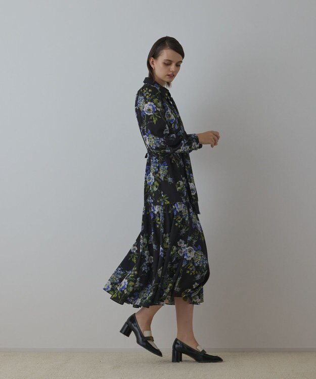 GRACE CONTINENTAL ブーケフラワープリントワンピース ブラック