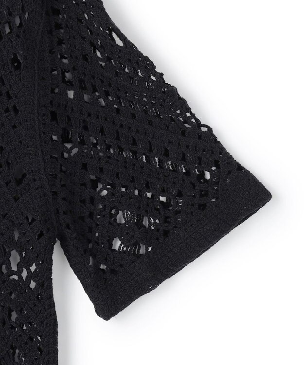 23区 【先行予約】エンブロイダリーレース ポロ ニット ブラック系