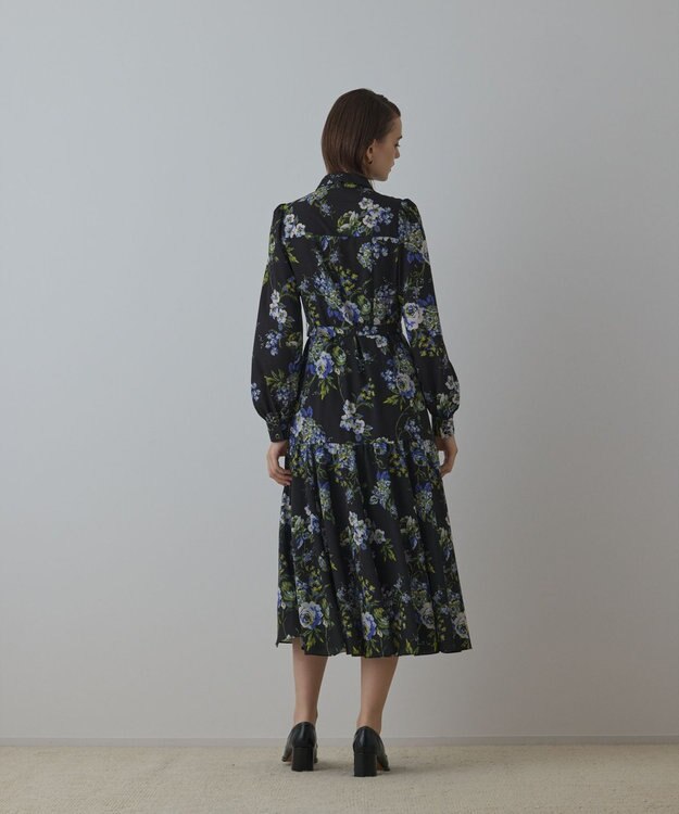 GRACE CONTINENTAL ブーケフラワープリントワンピース ブラック