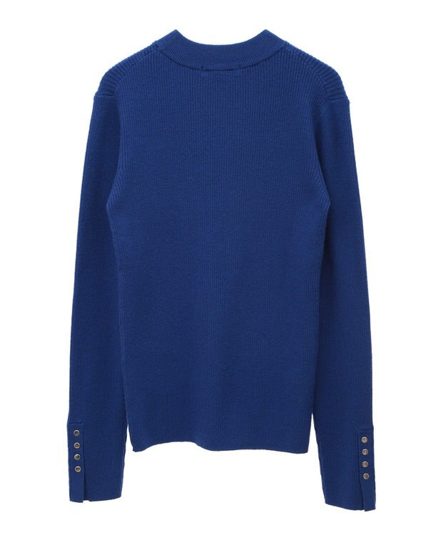 Green Parks もちやわ　袖口釦リブニットプルオーバー Blue