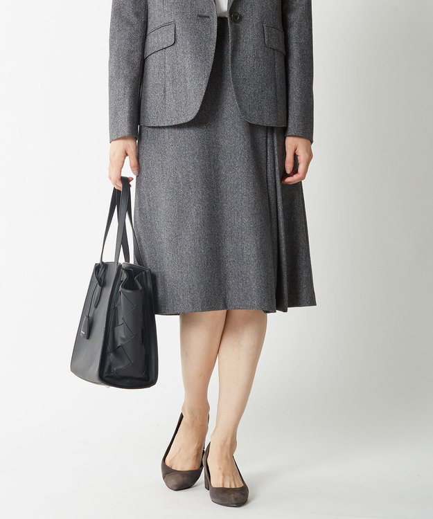 J.PRESS LADIES 【セットアップ対応】ウールストレッチツイード スカート グレー系