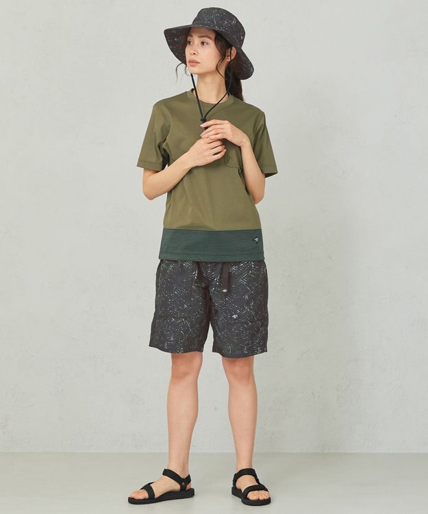 JOSEPH ABBOUD MOUNTAIN 【UNISEX】3Dエンボスリーフ ハーフパンツ オリーブ系6